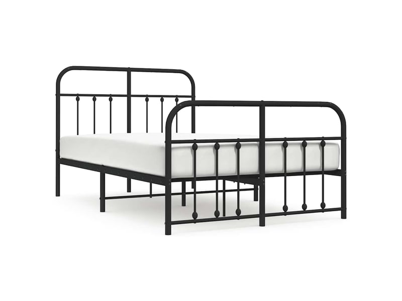 Lit double- lit adulte - cadre de lit métal sans matelas avec pied de lit noir 120x190cm - Conforama A