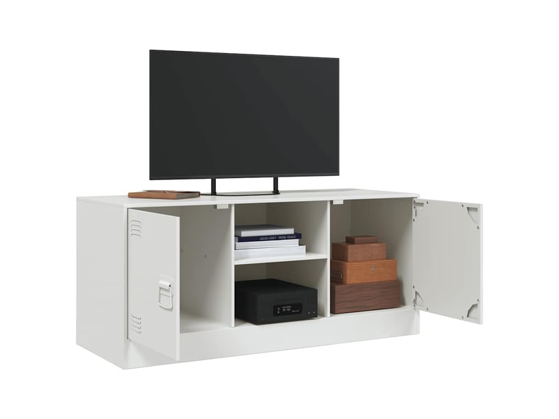 Meuble tv - banc tv - meuble de rangement blanc 99x39x44 cm acier  - Conforama E