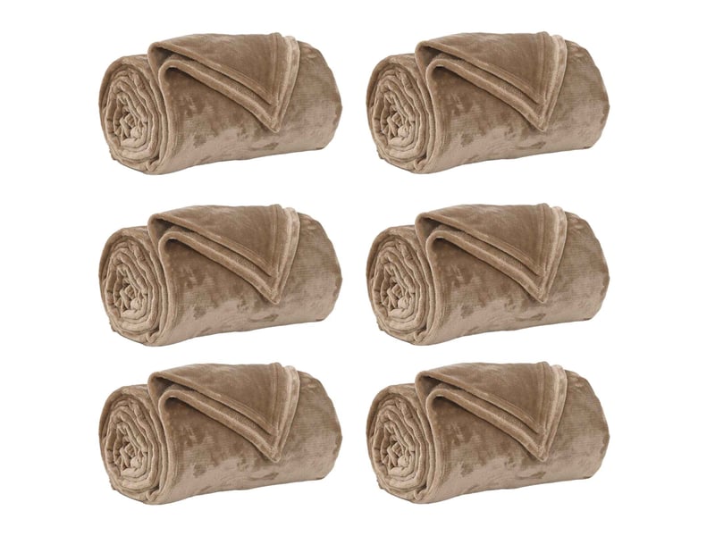 Couverture jetée de canapé 6 pcs camel 130x150 cm 3.04 kg polaire - Conforama A