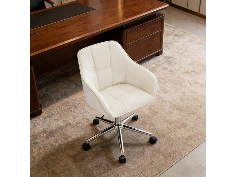  Chaise de bureau 40x56x90 cm réglable en hauteur métal blanc crème  - Conforama B