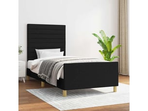 Lit adulte, lit simple, cadre de lit sans matelas noir 100x200cm tissu cf15139