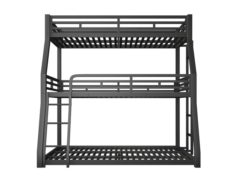  Lit superposé triple noir 90/120/140 × 200 cm, cadre métal, échelle position au choix  - Conforama A