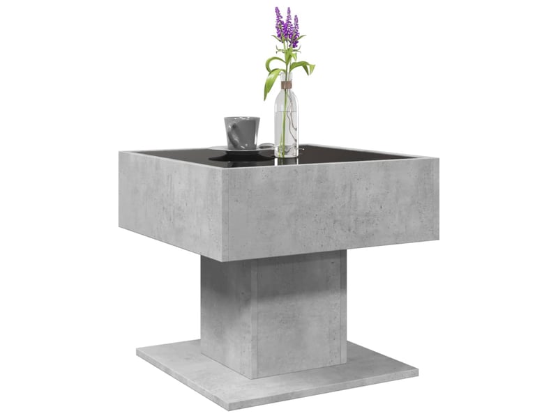  Table basse - table de salon - table à thé avec led gris béton 50x50x45 cm bois d'ingénierie  - Conforama E