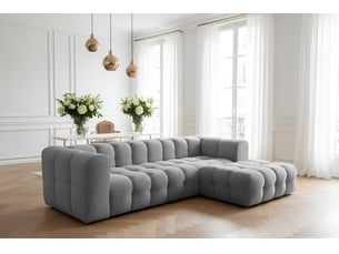 Canapé d'angle baloo l, pour salon, tissu tiffany, droit, gris