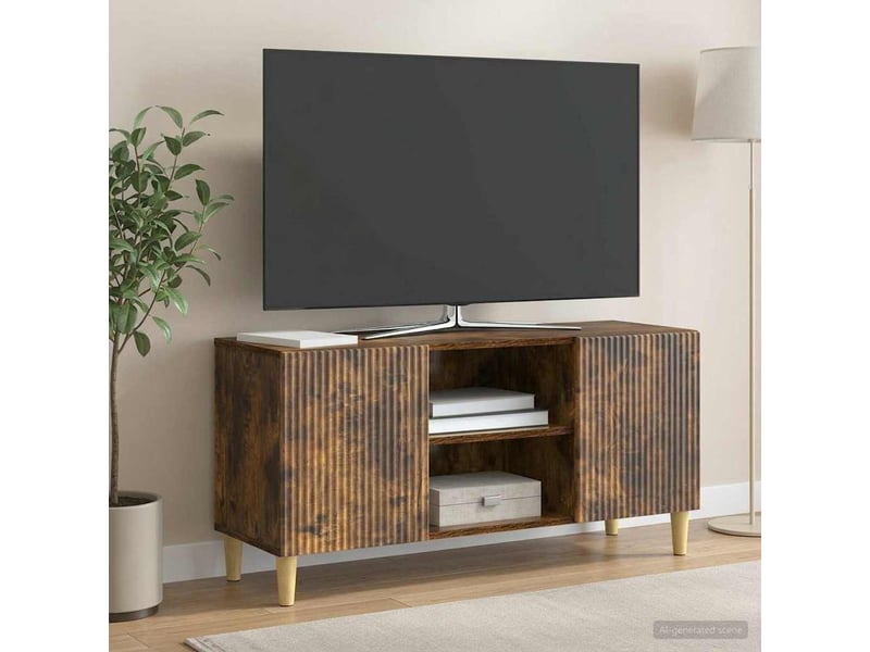  Meuble tv - banc tv - meuble de rangement 102 x 34,5 x 50 cm chêne fumé bois d'ingénierie  - Conforama D