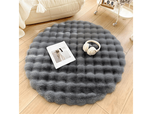 Tapis rond moelleux à poils longs pour salon,chambre à coucher,chambre d'enfants - tapis doux à pile courte absorbant l'eau, (gris foncé,100 cm)