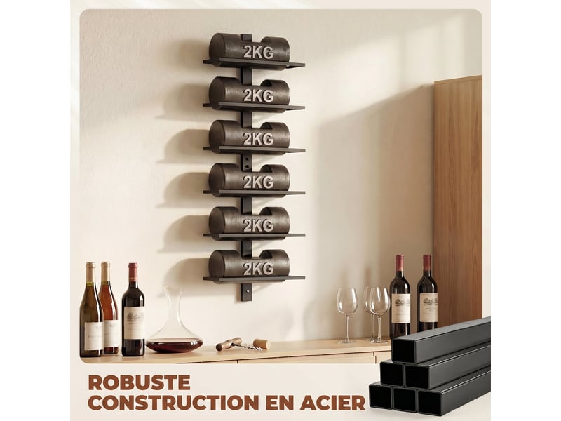  Porte bouteille mural en acier pour 6 bouteilles, pour cuisine, bar, salle à manger, noir, cave  - Conforama R