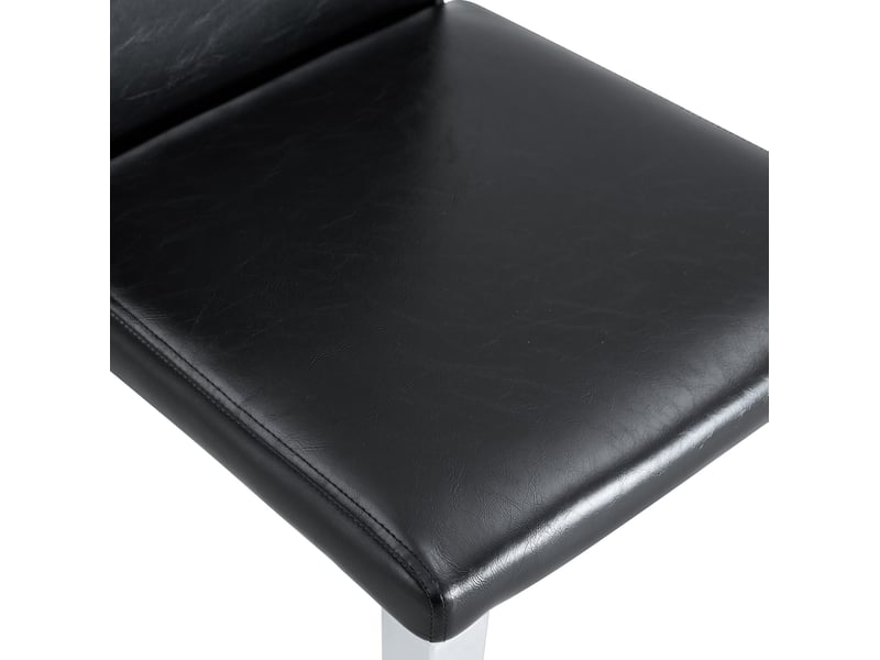  Lot de 4 chaises de salle à manger 41x47x90 cm, hydrofuge, style contemporain, dossier ergonomique, pu, noir+argenté  - Conforama E