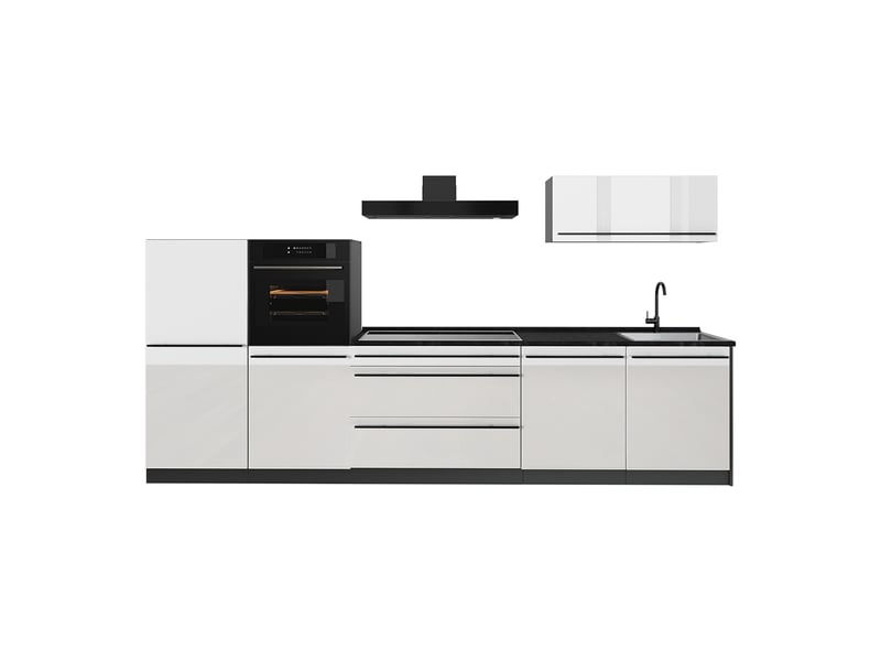 Vicco cuisine, blanc haute brillanceanthracite, 340cm plan de travail anthracite - Conforama A