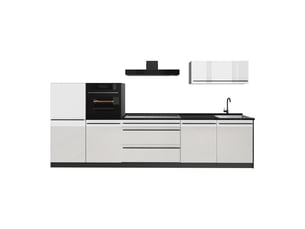 Vicco cuisine, blanc haute brillanceanthracite, 340cm plan de travail anthracite