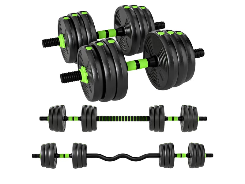  Kit haltères musculation haltères réglables 20 kg 3 en 1, ensemble de poids réglable avec barre d'extension noir  - Conforama A