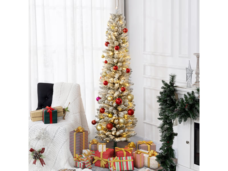  Sapin de noël 180 cm, guirlande lumineuse led, éclairage artificiel, ignifugé, base en métal, vert  - Conforama B