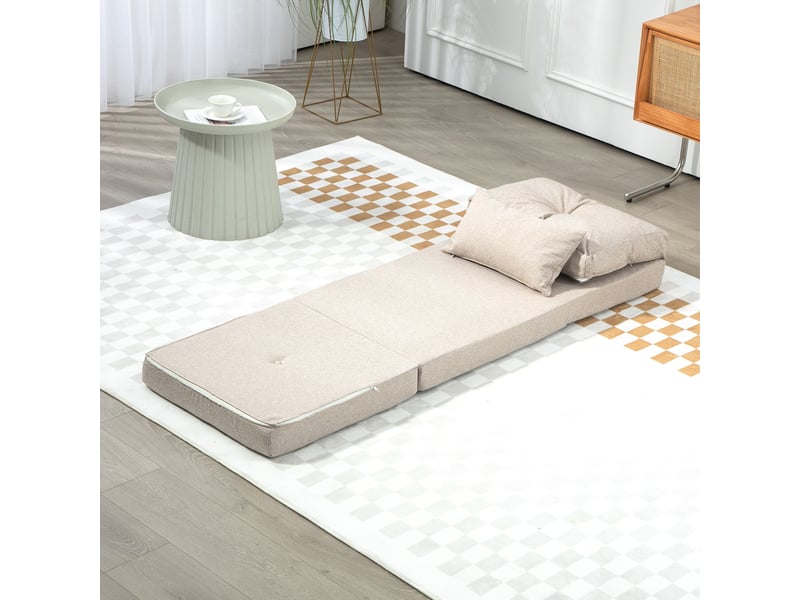 Fauteuil convertible chauffeuse inclinable - coussin inclus - tissu beige - Conforama E