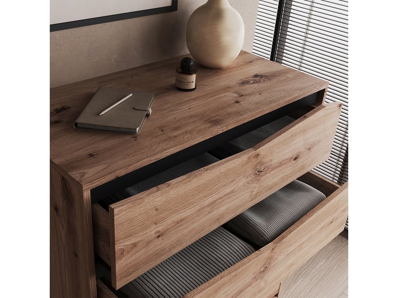  Vicco commode avec tiroirs, chênenoir, 79.2x120cm avec 5 tiroirs  - Conforama D