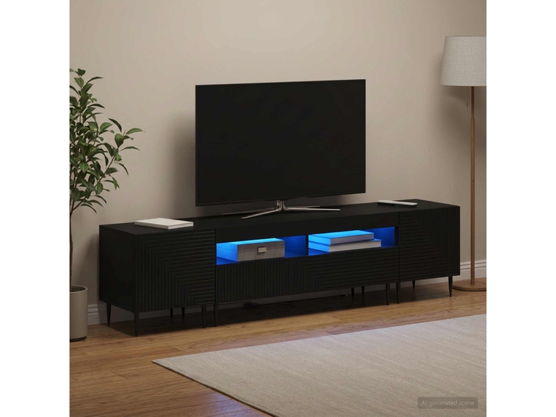 Ensemble de 3 meubles tv led noir bois d'ingénierie shl33178 - Conforama B