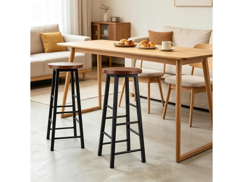  Tabourets de petit-déjeuner élégance lot de 2, style bistrot, avec repose-pieds, bar et cuisine  - Conforama E