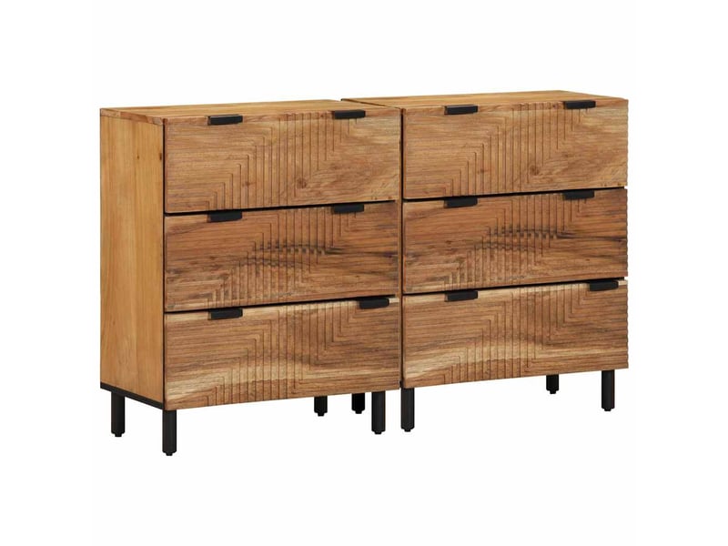  Ensemble de buffet - bahut - meuble de rangement 2 pc 120 x 33 x 75 cm bois d'acacia massif  - Conforama B