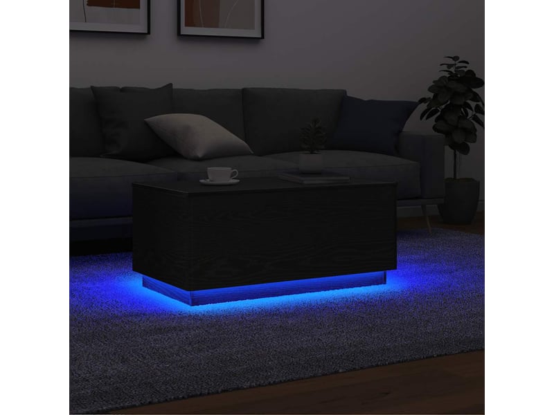  Table basse - table de salon - table à thé avec lumières led chêne noir 90x49x40 cm  - Conforama B