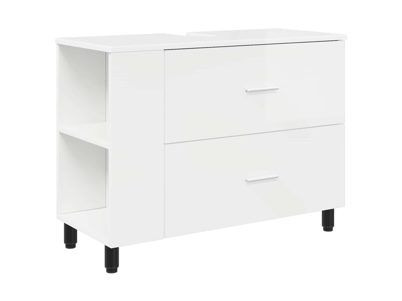  Unité de vanité de salle de bain, meuble de rangement blanc brillant 80x35x60 cm  - Conforama A