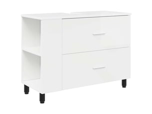 Unité de vanité de salle de bain, meuble de rangement blanc brillant 80x35x60 cm