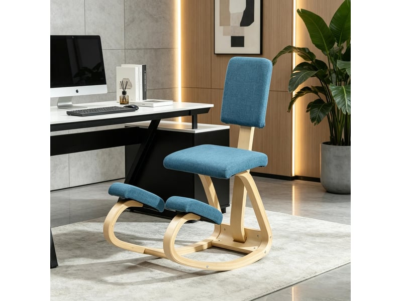Chaise de bureau à genoux ergonomique 51x84x93 cm – bleu foncé – dossier avec mécanisme à bascule - Conforama B