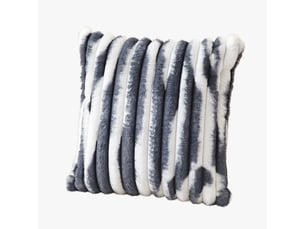 Coussin carré en tissu côtelé gris et blanc 43x43 cm