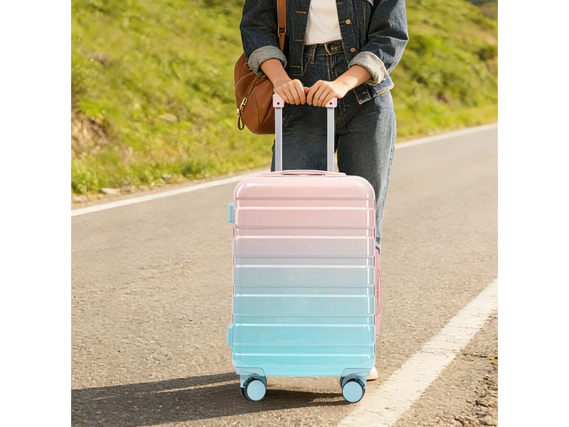  Set de 4 valises rigides,49,5x29x77 cm,avec serrure à combinaison,pc,rose  - Conforama B