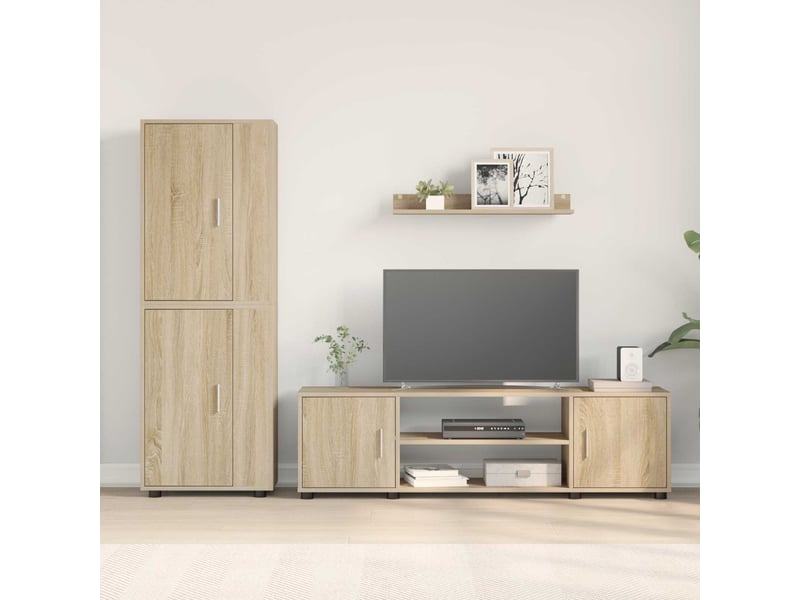  Ensemble meuble tv - banc tv - meuble de rangement chêne sonoma bois d'ingénierie  - Conforama D