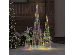Sapin de noël, arbre de noël 3 pc 90 led multicolore 20 x 20 x 80 cm acrylique cf60977