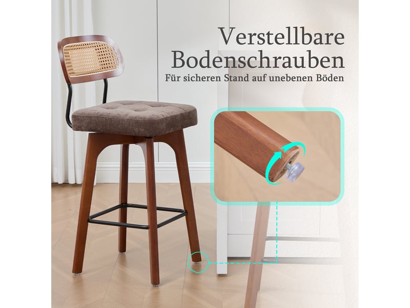  Fauteuil de salon - ensemble de 2 tabourets de bar pivotants à 360°, tabourets de bar de cuisine et de petit-déjeuner, café  - Conforama R