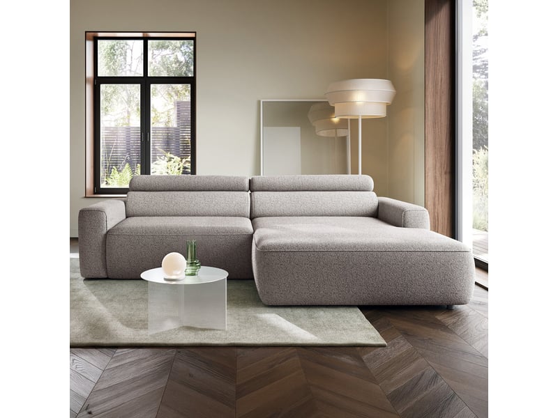  Selsey fando - canapé d'angle - 252 cm - tissu tressé grège - côté droit Fando - Conforama B