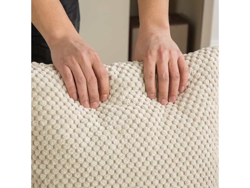  Canapé modulable 1 place en chenille kaki clair, 77 x 157 x 75 cm, sans montage, livré compressé, base antidérapante, coussins inclus, pour le salon CARDUME ESTIVAL - Conforama E