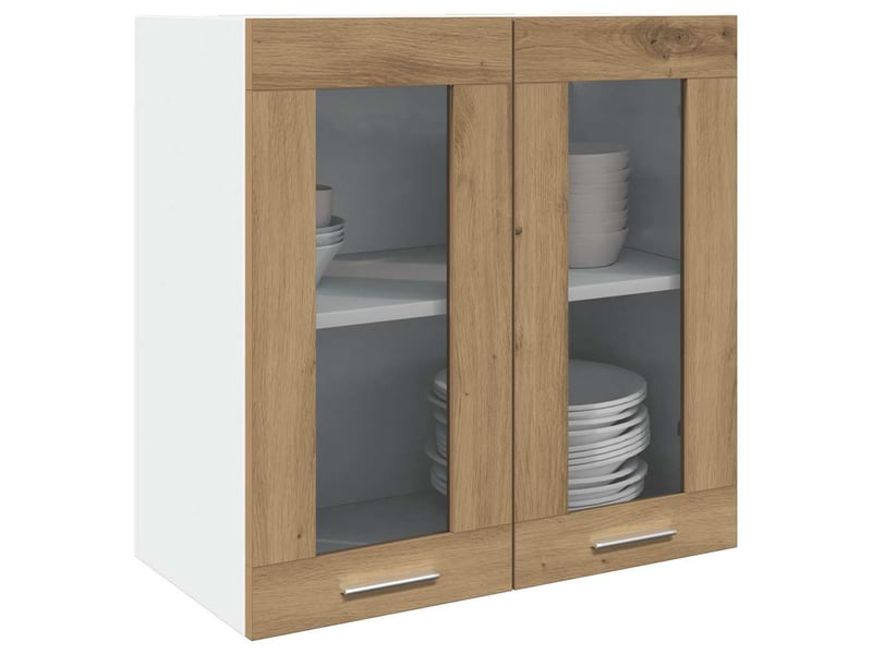  Armoire murale de cuisine avec porte vitrée chêne artisanal 60x31x60cm  - Conforama B