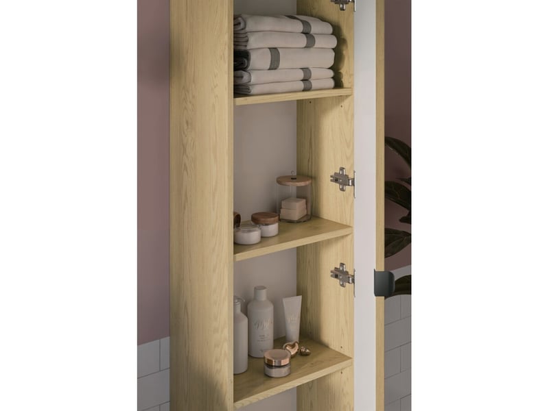 Ensemble de salle de bain kori : meuble sous vasque 120cm + vasque à encastrer + colonne de rangement - Conforama D