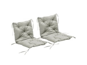 Coussin de chaise 2 pièces 98 x 50 x 8 cm – gris clair – mousse épaisse et liens de fixation