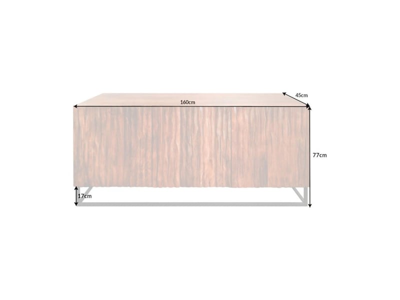 Buffet orkan 160 cm en bois massif de manguier sculpté – 3 portes et piètement noir - Conforama C