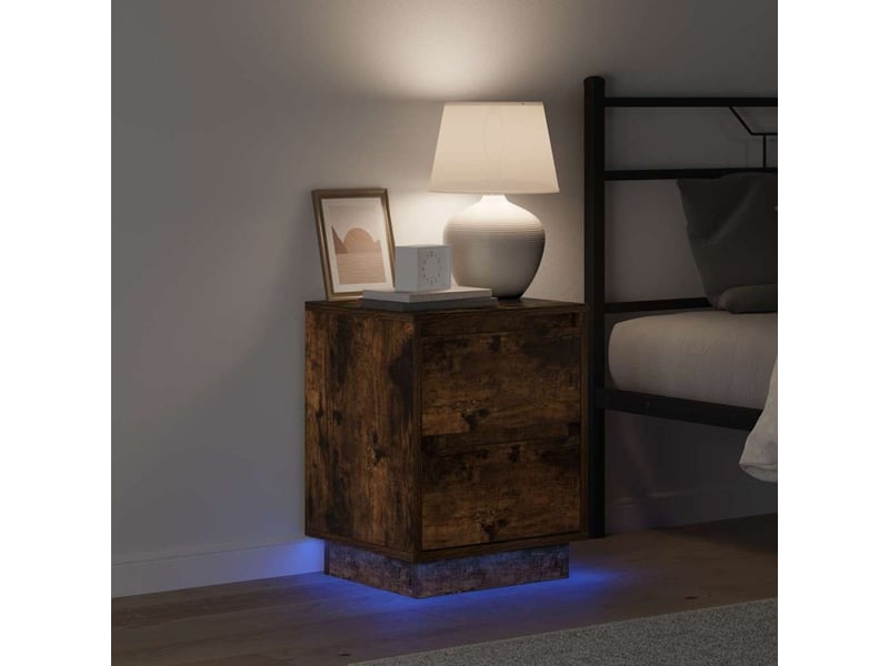 Table de chevet - cabinet de chevet - table de nuit 2 pc chêne fumé 39 x 34,5 x 50 cm - Conforama D