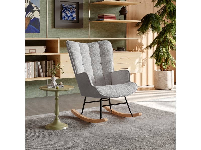  Fauteuil relax manuel velours teddy gris  - Conforama C