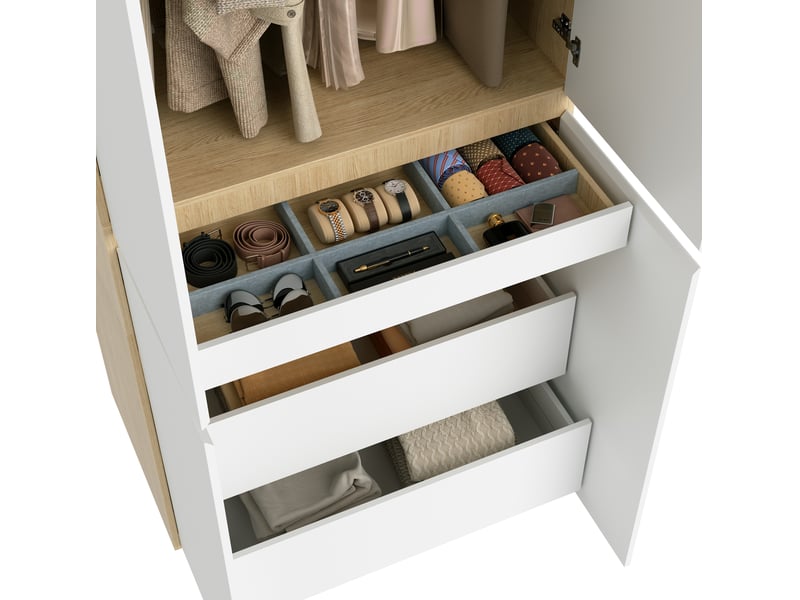  Armoire 90x50x200 cm 4 portes avec penderie mdf blanc  - Conforama D
