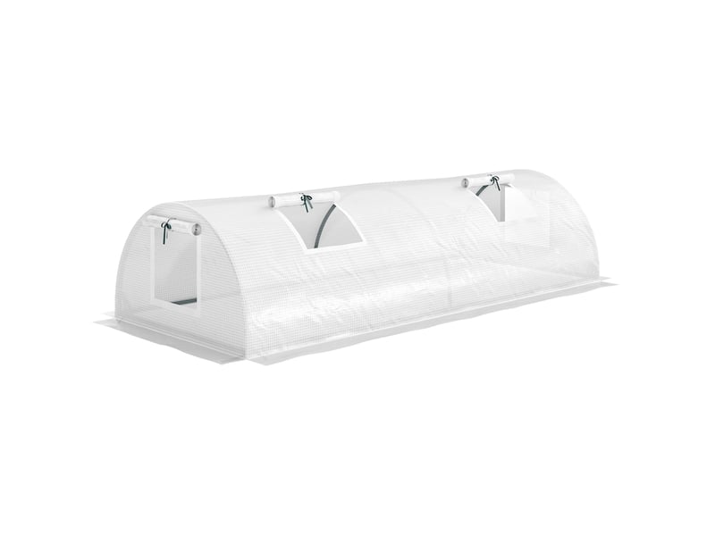  Serre tunnel de jardin 200 x 80 x 45 cm – blanche – 4 fenêtres en maille enroulables, protection uv  - Conforama A
