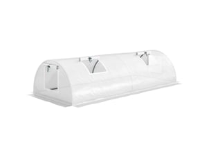 Serre tunnel de jardin 200 x 80 x 45 cm – blanche – 4 fenêtres en maille enroulables, protection uv