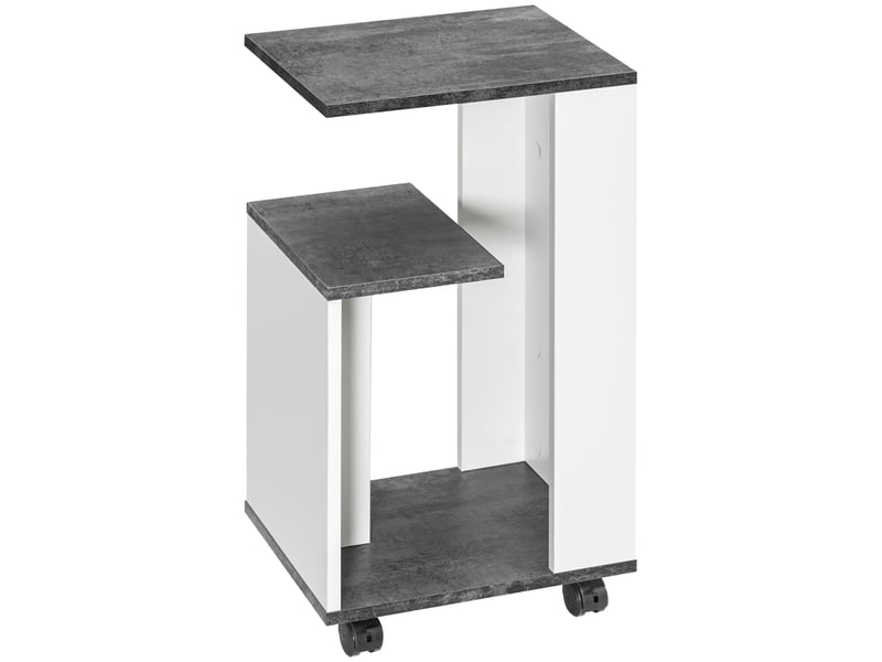 Table de chevet à 4 roulettes, 3 étagères, 35 x 29,5 x 65,5 cm, grisblanc  - Conforama B