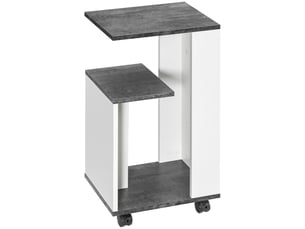 Table de chevet à 4 roulettes, 3 étagères, 35 x 29,5 x 65,5 cm, grisblanc
