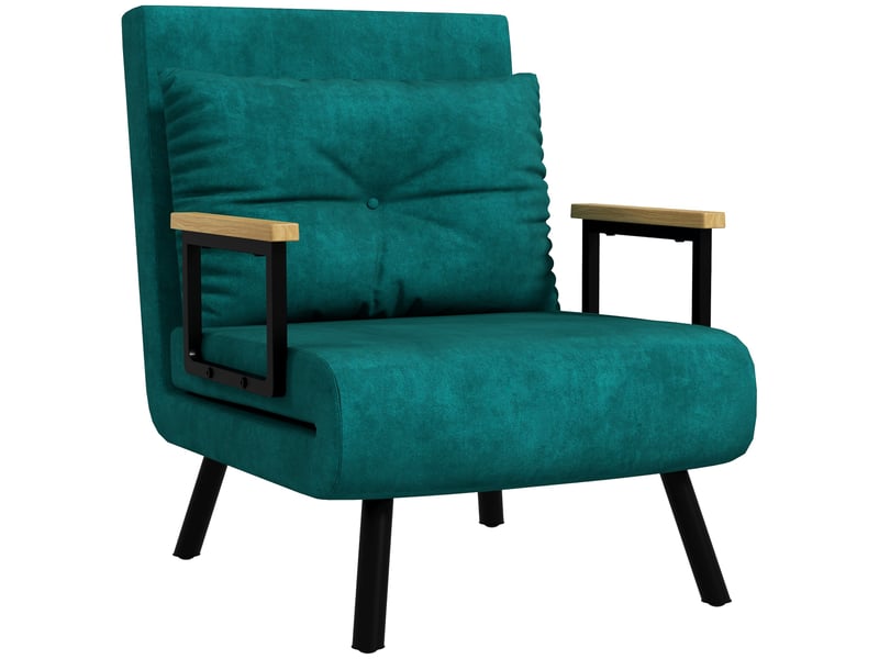 Fauteuil convertible 1 place fauteuil-lit chauffeuse 3 en 1, tissu aspect velours, 63x73x81cm, vert - Conforama B