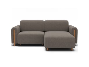 Canapé d'angle convertible arvessa marron clair chenille – angle droit