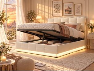 Lit 2 places 140x190 cm coloris beige