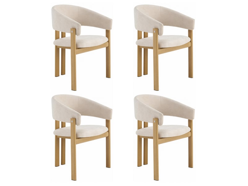  Chaises avec accoudoirs 6 pièces, métal et lin  - Conforama A