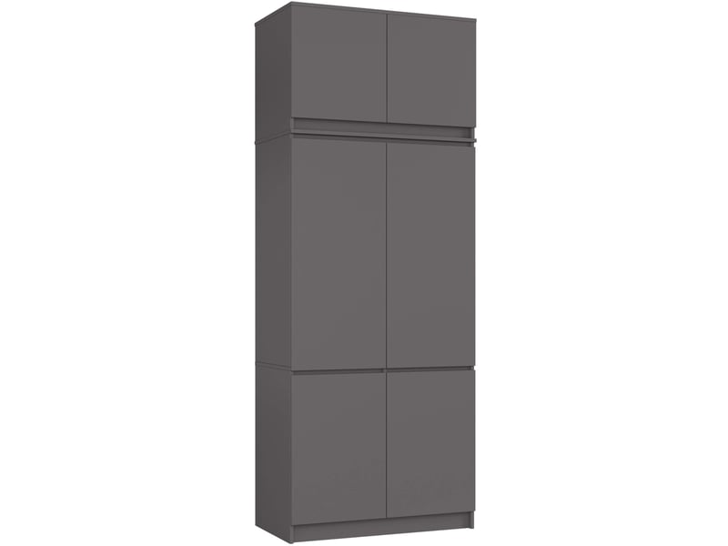  Armoire avec surmeuble s90 gris graphite 90 cm 6 portes façade gris graphite 6 étagères 90x51x235 cm  - Conforama A