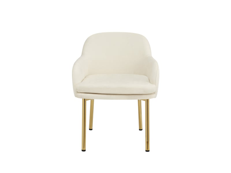  Lot de 6 chaises de salle à manger modernes avec accoudoirs rembourrés hauteur réglable 61x59x78 5 cm blanc métal et bois polyester jusquà 125 kg avec notice de montage evarich - Conforama A