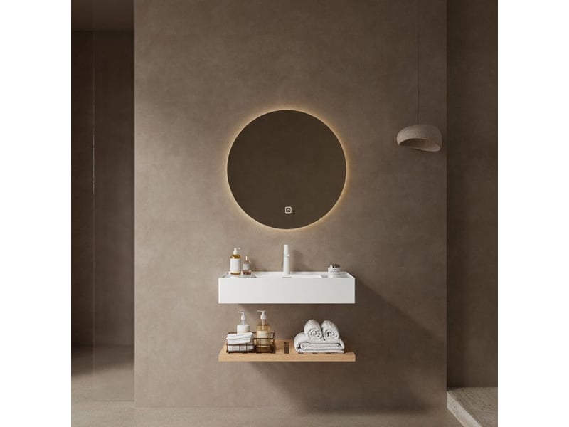  Badezimmerschrank - lede - 75cm - acrylique - bois naturel - blanc 75x46x20.7cm - Conforama C